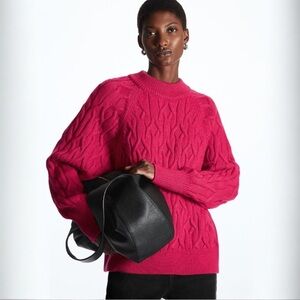 NWT COS Pink Cable Knit Oversized Wool Blend Sweater – Size L